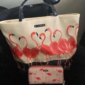 Kate Spade Flamingo Tote and Wallet